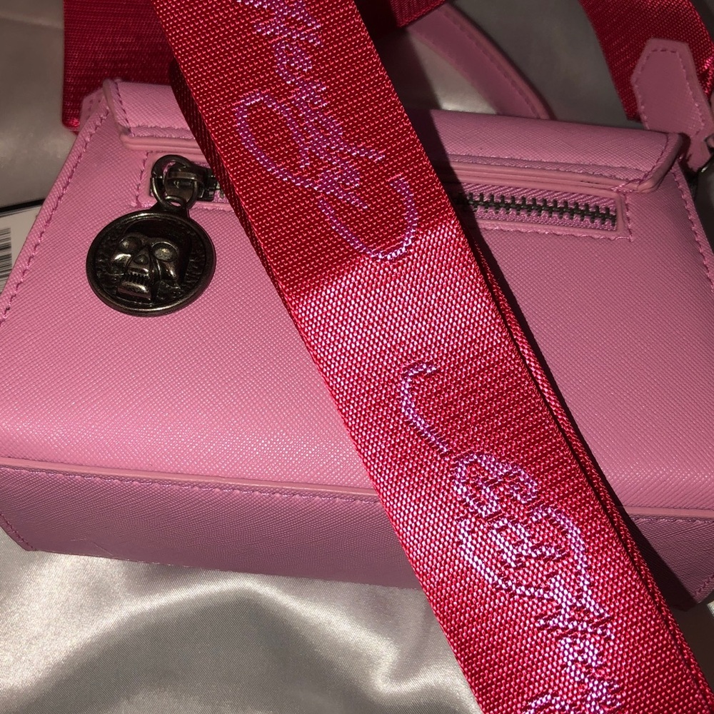 Ed Hardy Pink Multi Faux Leather Top Handle Crossbody Bag Leopard & Floral NWT - Picture 10 of 16